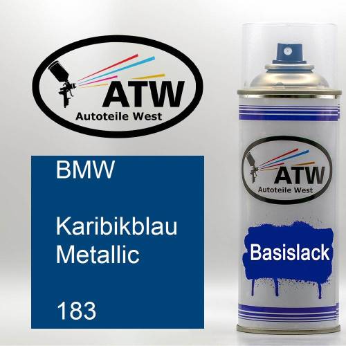 BMW, Karibikblau Metallic, 183: 400ml Sprühdose, von ATW Autoteile West.